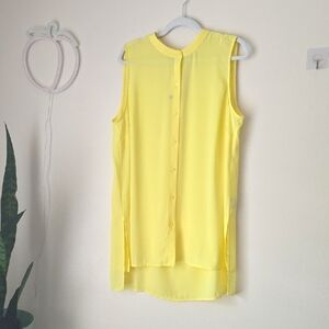 Yellow Sleeveless Button-Up Blouse